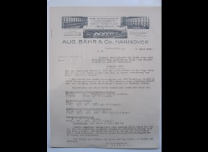 C3457/ Rechnung / Brief Hannover Augs. Bähr Eisengußwaren 1921